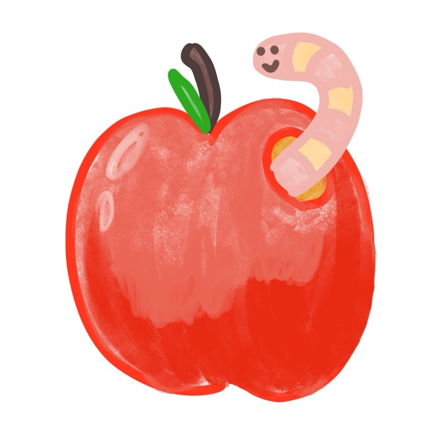 Apple and worm icon